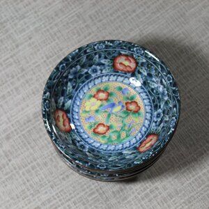 Set of 6 Japanese Elegant Ceramic Blue Size 6.5" Salad Bowls